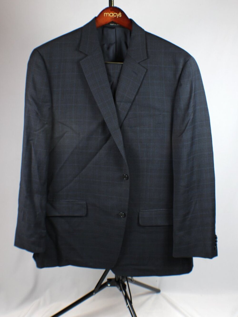 Michael Kors Mens Classic Fit Plaid Suit Separate Jacket Blazer Blue Grey 46R